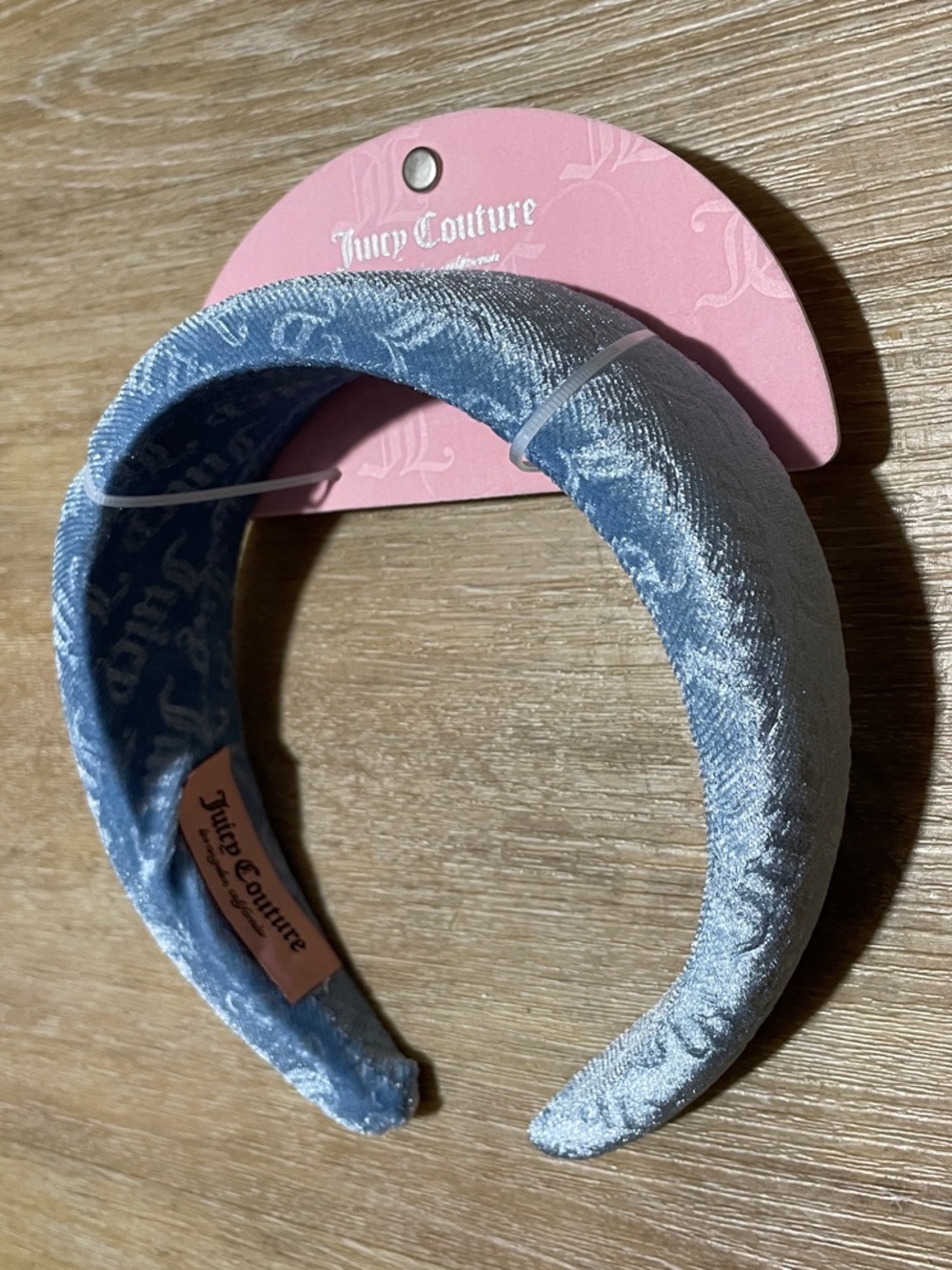 Juicy Couture Light Blue Velvet Padded Headband